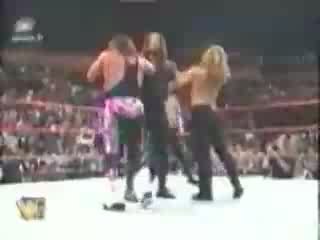 Undertaker Double Chokeslam to HBK & Bret hart