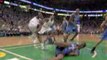 Rajon Rondo rises up and dunks over Dwight Howard off the fe