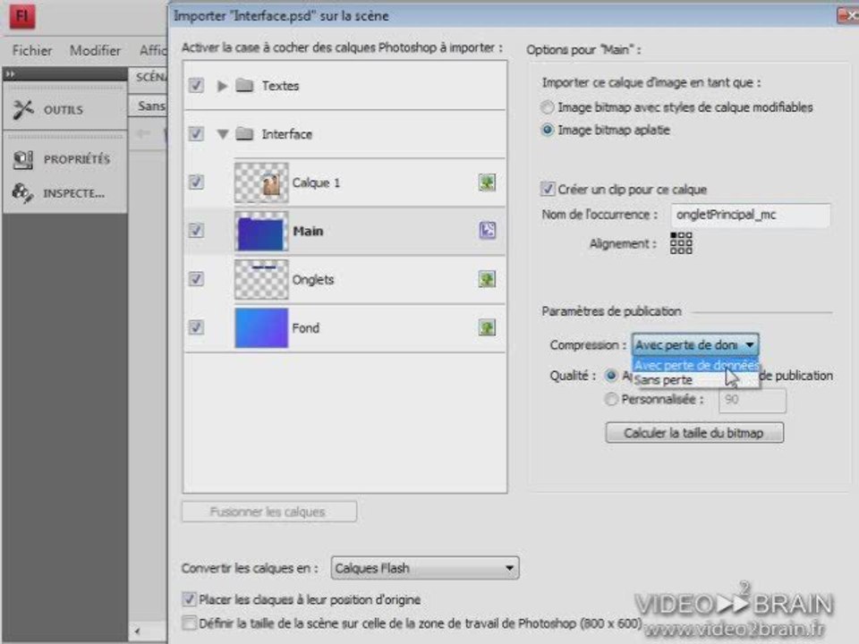 Photoshop - Flash CS4 : importer une interface Photoshop dan