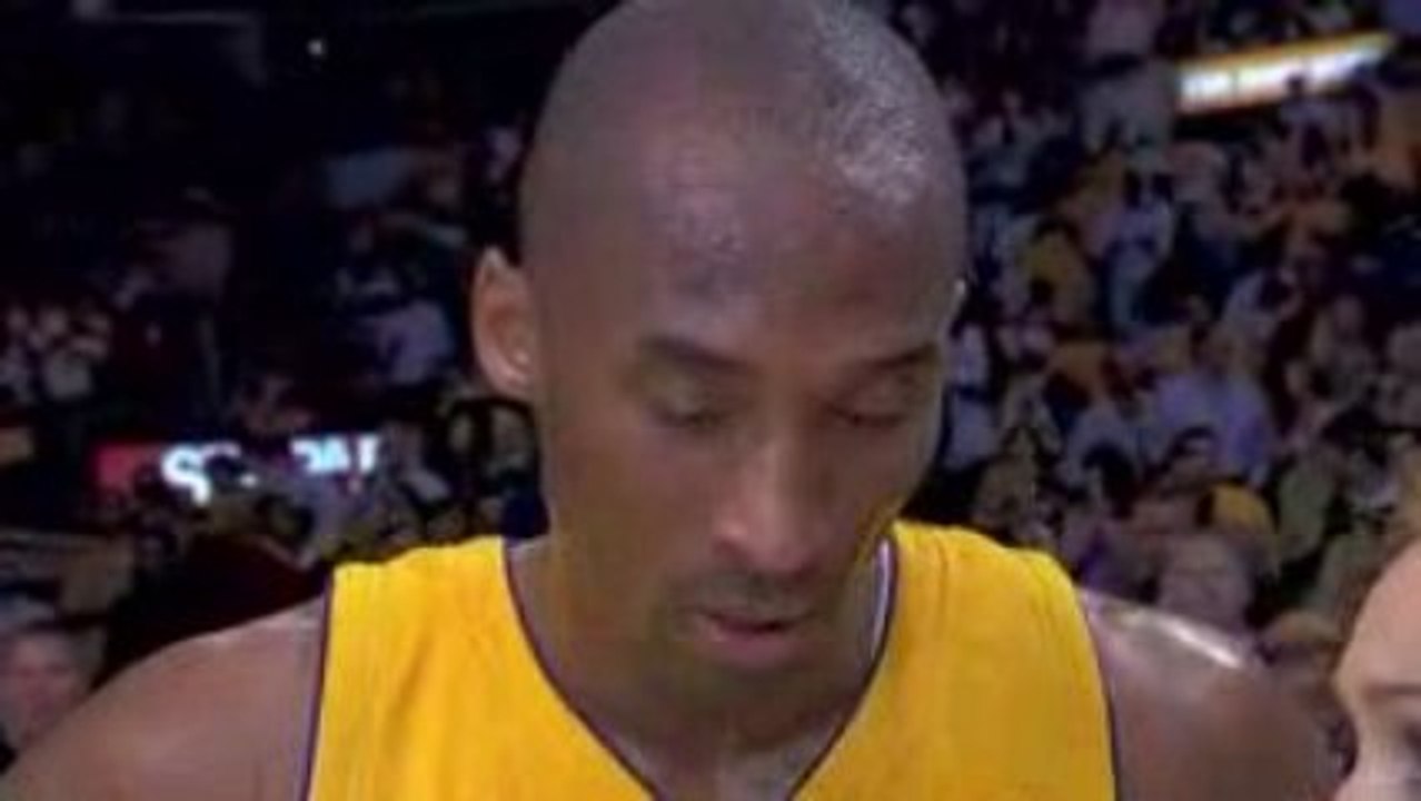 Kobe Bryant talks about a tough first half.