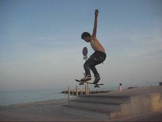 360 front down 3 stairs + broken board on big spin front 3