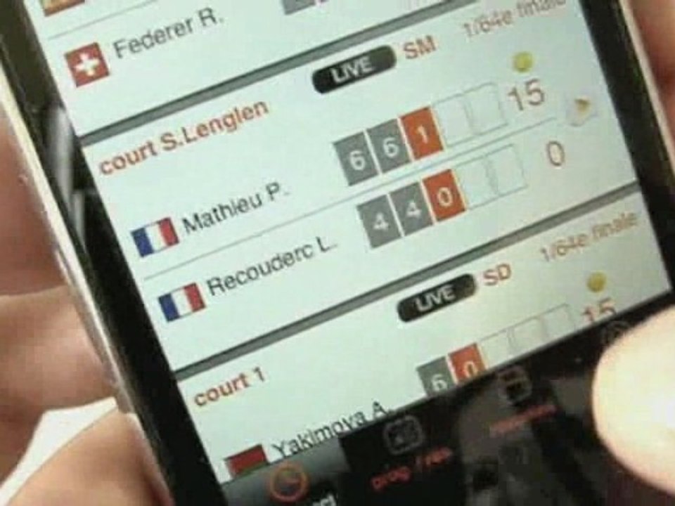 Roland Garros application iPhone / orange