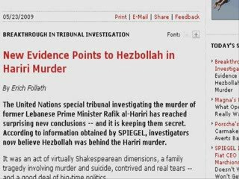 Hariri, Der Spiegel "Syrie... euh, non, Hezbollah!" URGENT