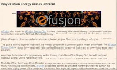 *** MUST SEE VIDEO - eFusjon Energy Club ***