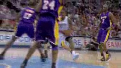 J.R. Smith with the sweet look-away pass Nene under the hoop