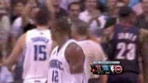 Dwight Howard takes it strong the rim, but gets his sixth pl