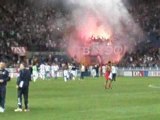 Racing - Reims 08/09 fumigène à la fin du match