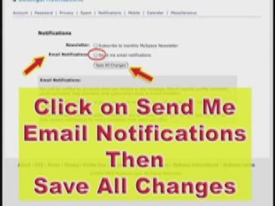 MySpace Help and MySpace Guide: Email Notification Tutorial