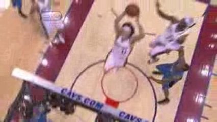 LeBron James snags the ball, then starts the break in the fi