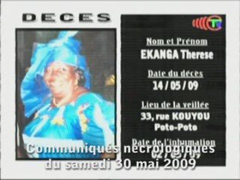 Communiqués Nécrologiques de la Télévision nationale TV-Cong