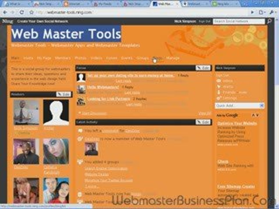 Webmaster Tools Social Network