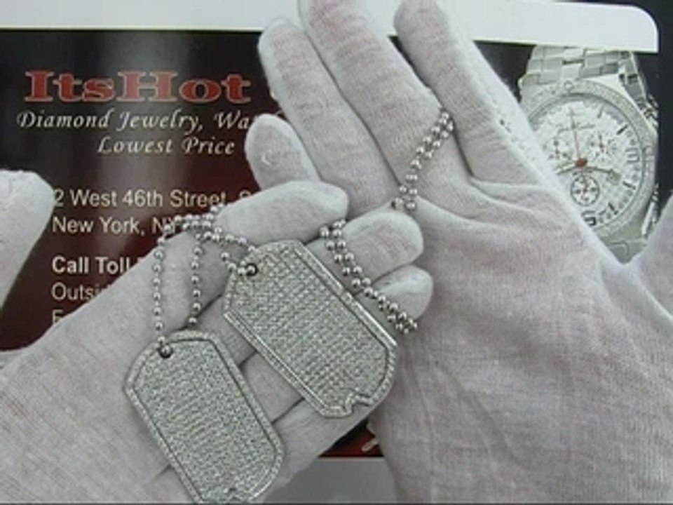 Iced Out 14K Gold Designer Diamond Dog Tag Pendant 5ct