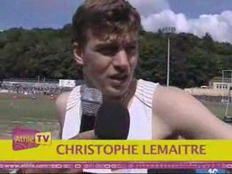 Athlé meeting D1 Forbach 100m C. Lemaitre 10"03 ( +4.9 )