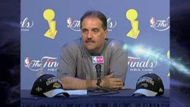 Stan Van Gundy talks to the media after Tuesday's Game 3 vic