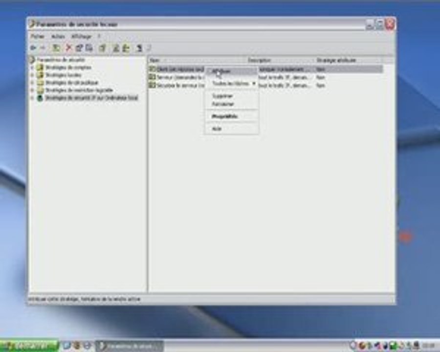 WINDOWS XP/Formation Video - Activer strategie IPSec