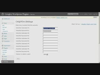 Auto backlinks - Gewgley onlywire submitter wordpress plugin