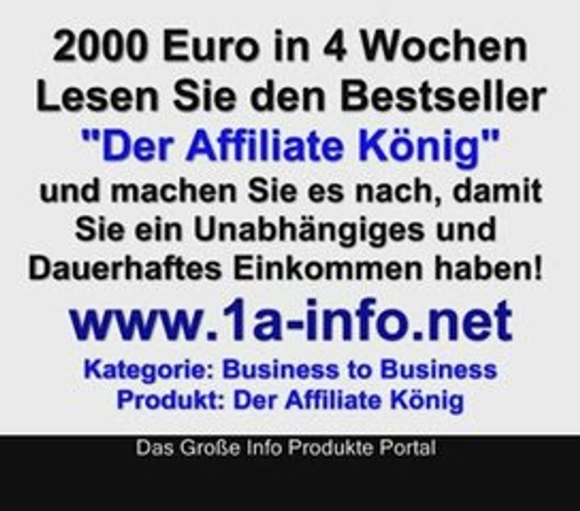 Mit dem 'Affiliate König' Geld verdienen