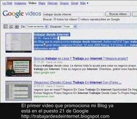 Posicionamiento con videos para trabajar desde internet