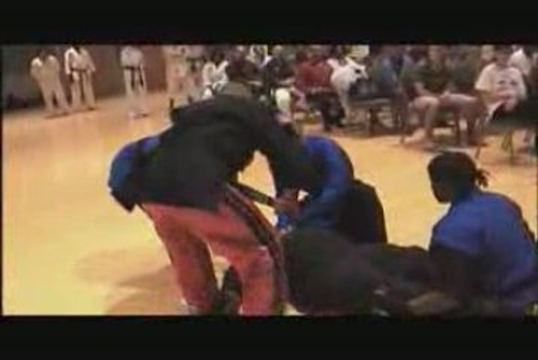 Soke Grandmaster Soto blasts student with Iron Palm.