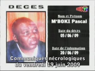 Communiqués nécrologiques du 19-06-09
