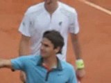 Roger Federer winning point in Roland Garros final 2009